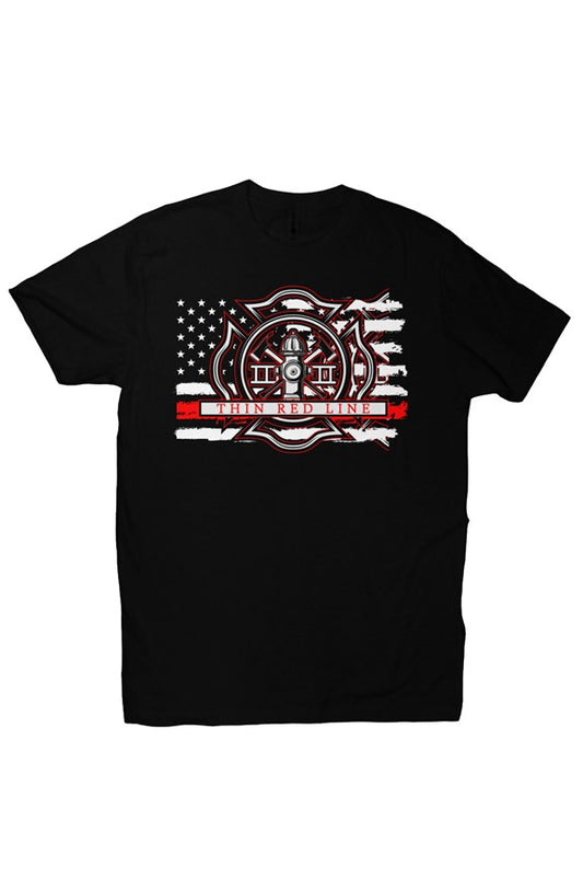 Premium Fitted Thin Red Line Flag Tee