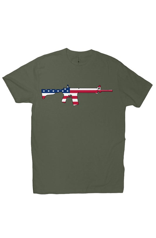 Premium Fitted Tee with Flag Rifle